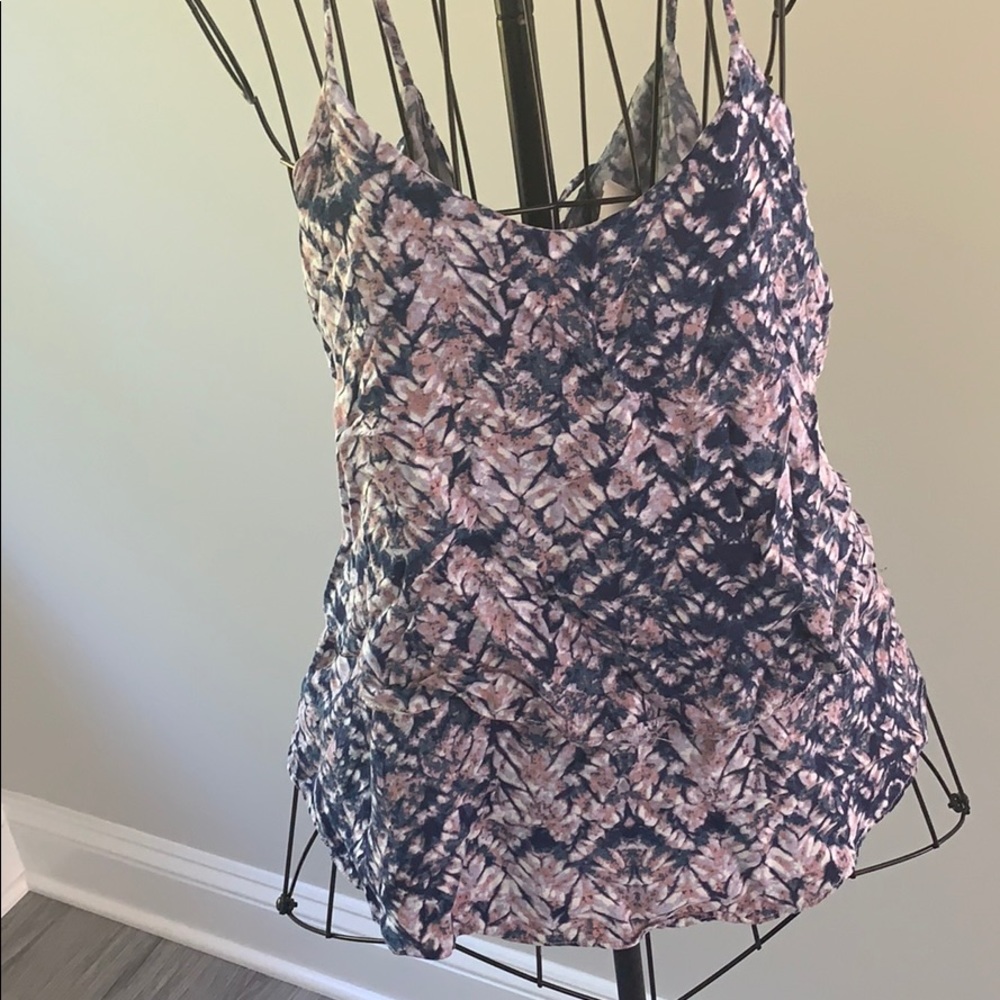 Blue & Purple Tie-Dye Bilayer Tank